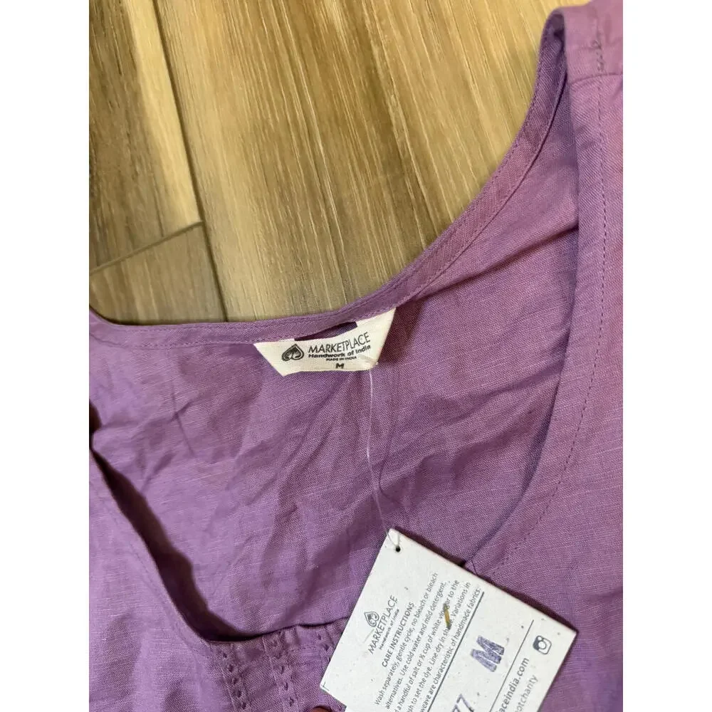 NWT! Marketplace India Handmade Women's Sleeveless Purple Top Size Medium - Picture 2 of 6